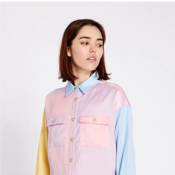 Lazy Oaf Satin Queen Button Down Shirt Dress - Picture 4 of 10